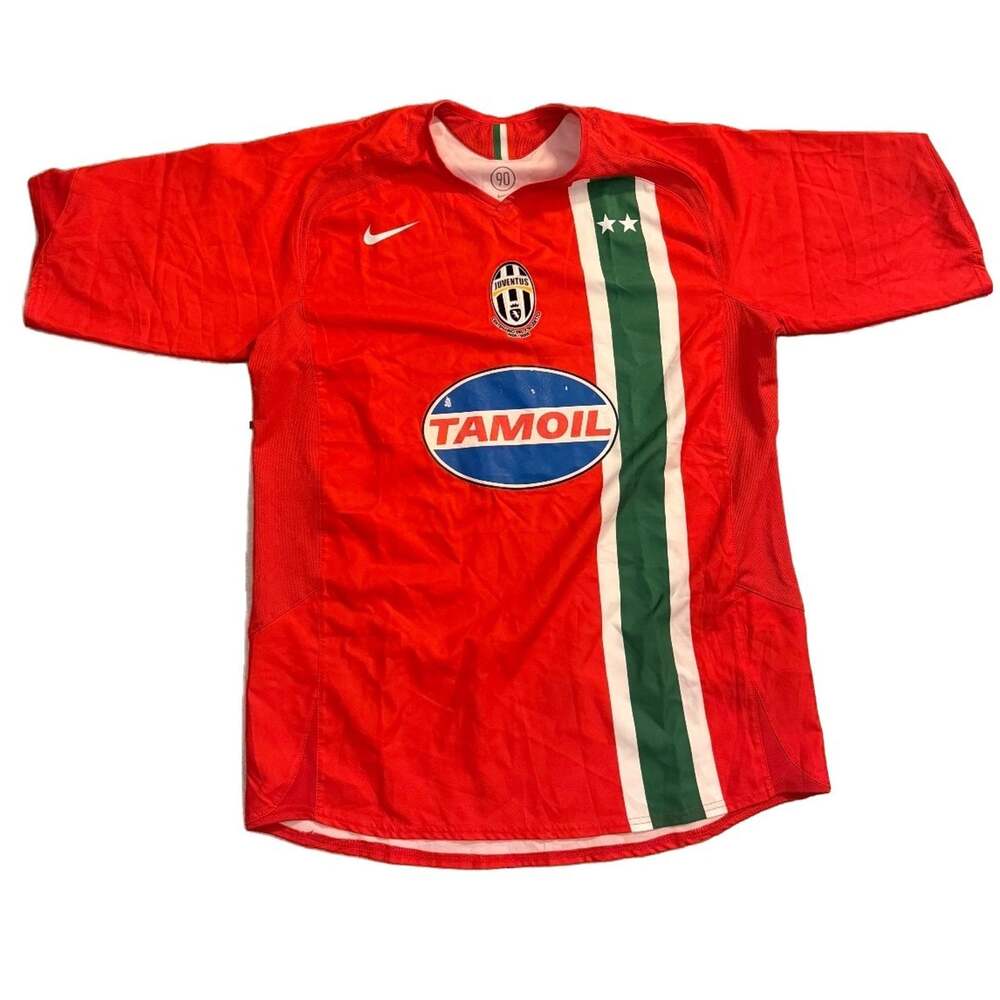Nike Juventus 2005-06 Away Soccer Jersey Tamoil Red Centenary Men's M Vintage